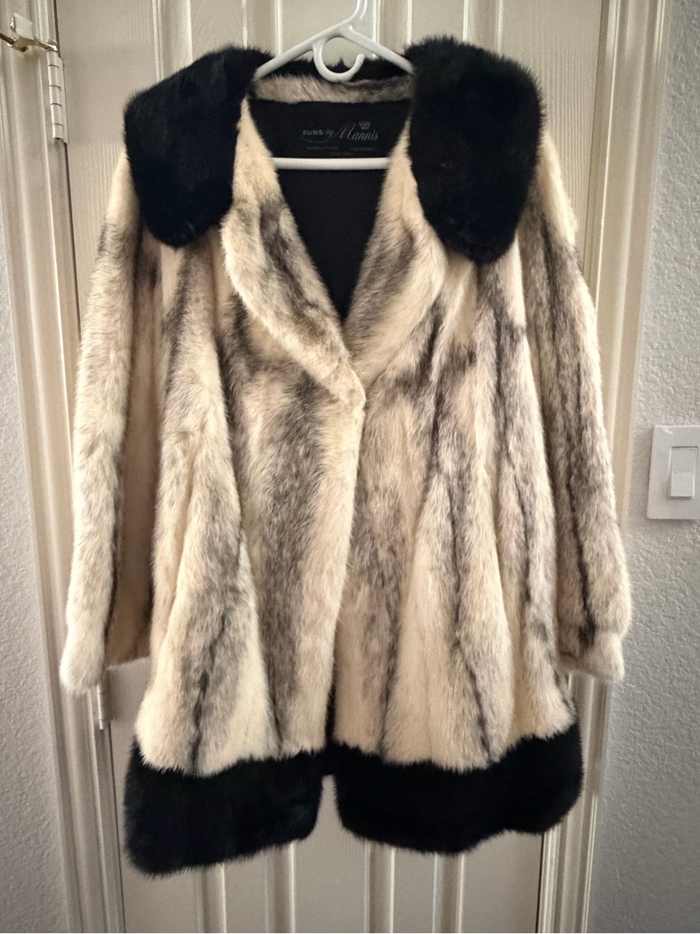 Vintage Furs by Mannis Black Cross Mink Coat w Black Mink Trim | Beverly Hills